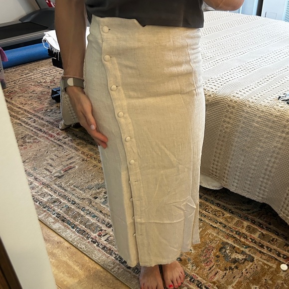 SHEIN Dresses & Skirts - SHEIN small linen long pencil fitted shirt natural covered buttons